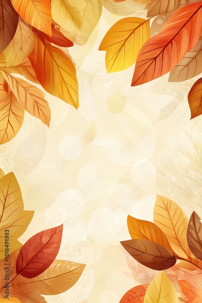 Autumn Leaves Border with Beige Background. Autumn Leaves Border with Beige Background.