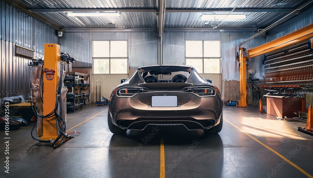 Obraz premium Sports car in a workshop