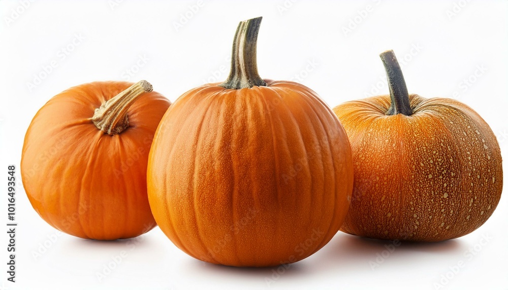 Fototapeta premium Three pumpkins isolated on white background