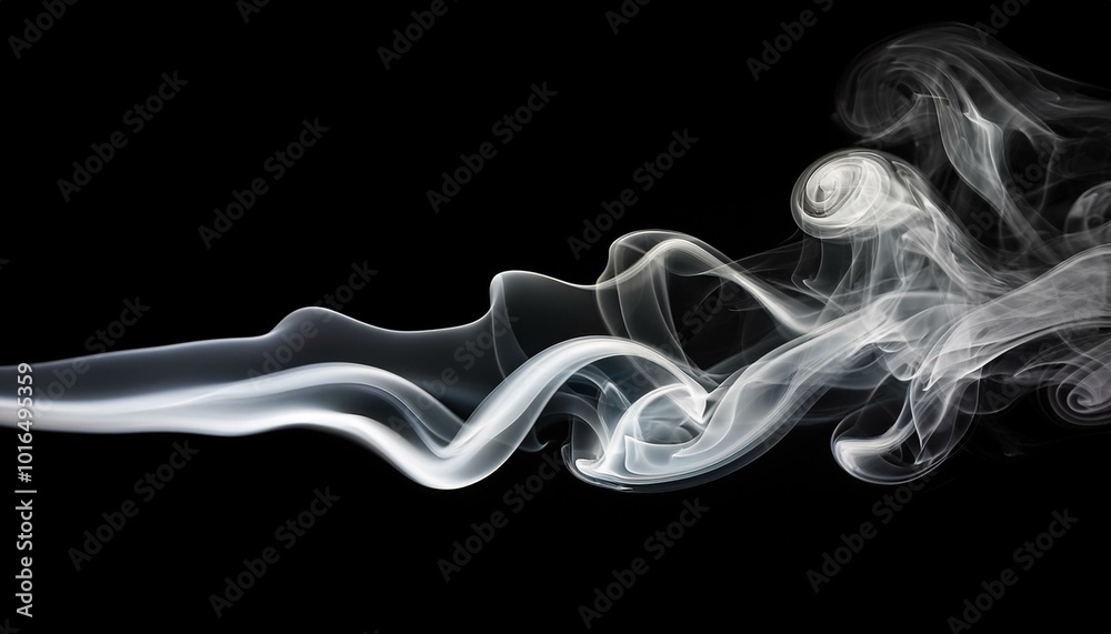 White smoke swirls on black background White smoke swirls on black background