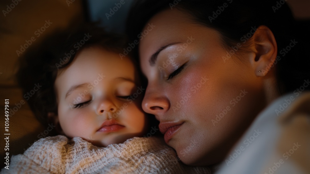 Zärtlicher Moment: Mutter küsst schlafende Tochter – Liebe und Verbundenheit in der Familie Zärtlicher Moment: Mutter küsst schlafende Tochter – Liebe und Verbundenheit in der Familie