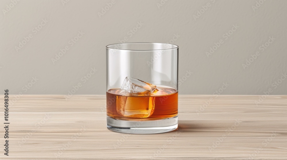 Glass of scotch served in a short, wide tumbler, Drink photography, copy space Glass of scotch served in a short, wide tumbler, Drink photography, copy space