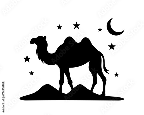 camel silhouette vector illustration on white background