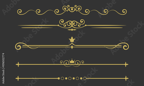 Elegant Gold Ornamental Dividers and Borders for Invitations and Decorations