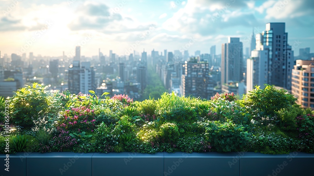concept of green roof oases urban rooftops as vibrant green spaces that contribute to biodiversity provide cooling effects and improve air quality promoting city resilience.stock image concept of green roof oases urban rooftops as vibrant green spaces that contribute to biodiversity provide cooling effects and improve air quality promoting city resilience.stock image