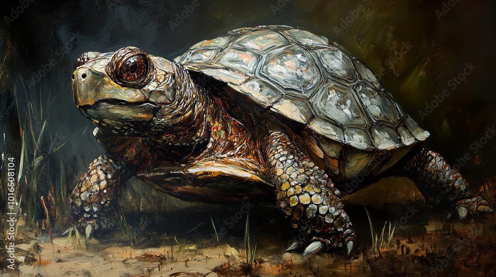 Close-up Portrait of a Turtle in a Forest Setting Close-up Portrait of a Turtle in a Forest Setting