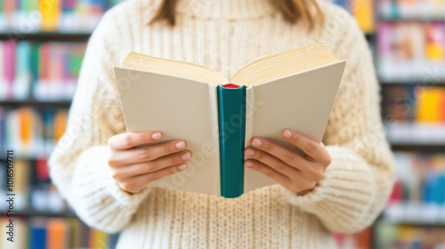 Frau mittleren Alters vertieft in das Studium in der Bibliothek für Bildungs- und akademische Zwecke