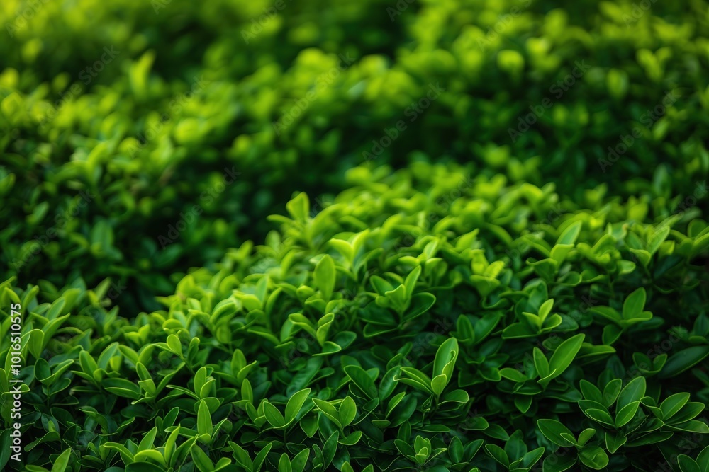 Rich garden scene with dense thicket of green bushes and trees. Vibrant green leaves, low angle perspective, depth and scale. Soft blur background, plants, lushness of garden. Rich garden scene with dense thicket of green bushes and trees. Vibrant green leaves, low angle perspective, depth and scale. Soft blur background, plants, lushness of garden.
