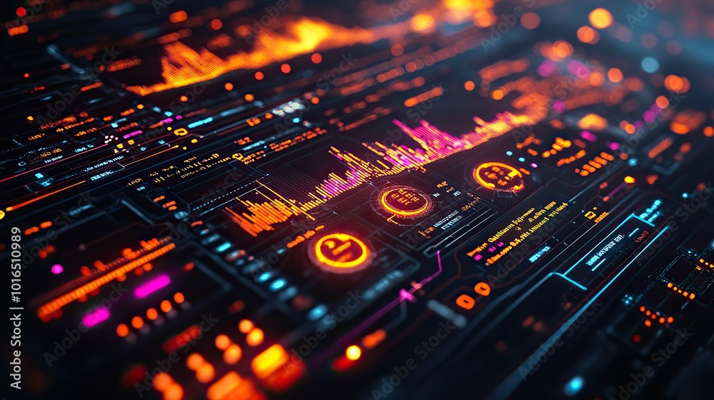 detailed electricity grid diagrams showcasing cost analytics,vibrant graphics and charts highlighting energy consumption efficiency and financial metrics.illustration