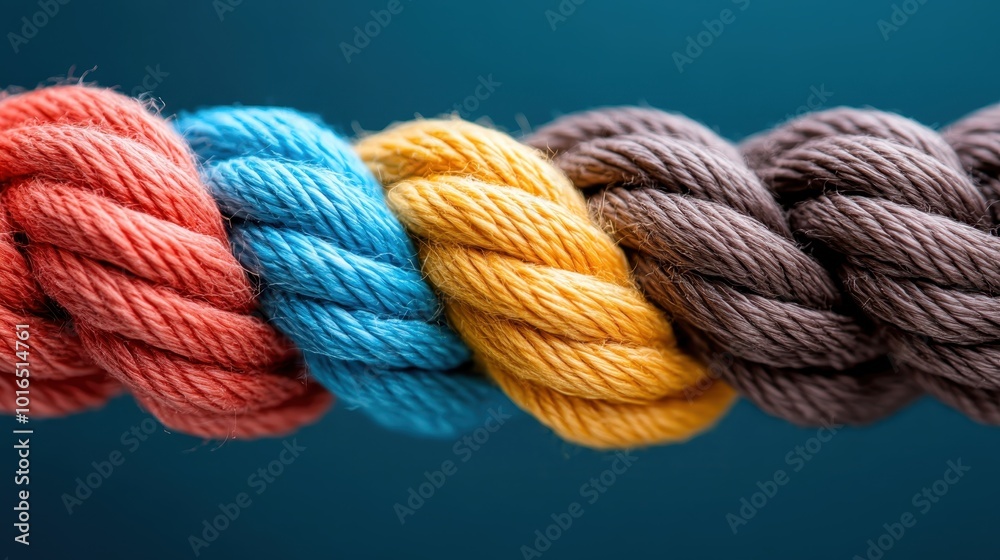 A display of coiled multi-colored threads, including red, blue, yellow, and brown shades, seamlessly blending to showcase harmony, artistry, and diversity in textures. A display of coiled multi-colored threads, including red, blue, yellow, and brown shades, seamlessly blending to showcase harmony, artistry, and diversity in textures.