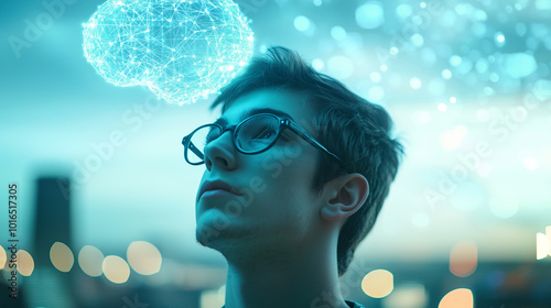 Young Man Contemplating AI's Future
