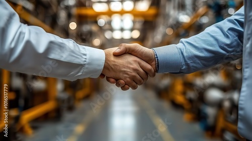engineers shaking hands,project manager in modern industrial factory talking about new production project team management in manufacturing facility.create by F.a