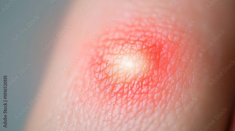 Allergische Hautreaktion mit Dermatitis und Juckreiz im Frühling Allergische Hautreaktion mit Dermatitis und Juckreiz im Frühling