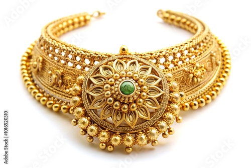 Gold jewellery, isolated on white background