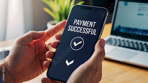 Mobile Payment Confirmation on Smartphone with Success Message

 photo