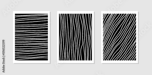Set print art wall decor line, black and white