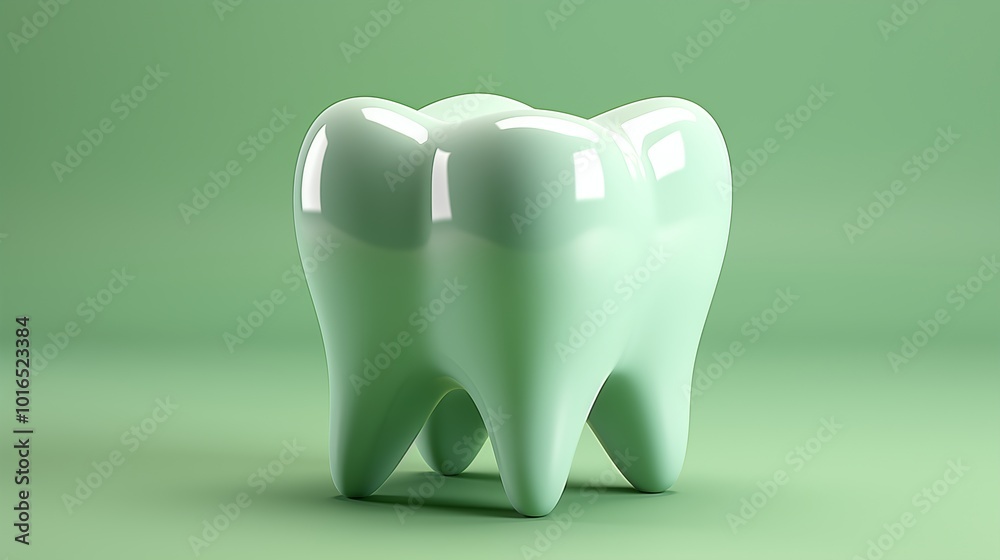White tooth on GREEN background with copy space. Minimalistic design for advertising a dental clinic. White tooth on GREEN background with copy space. Minimalistic design for advertising a dental clinic.