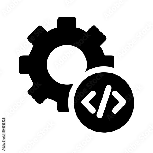 Compiler icon in modern design for software development and code generation, isolated on white background
