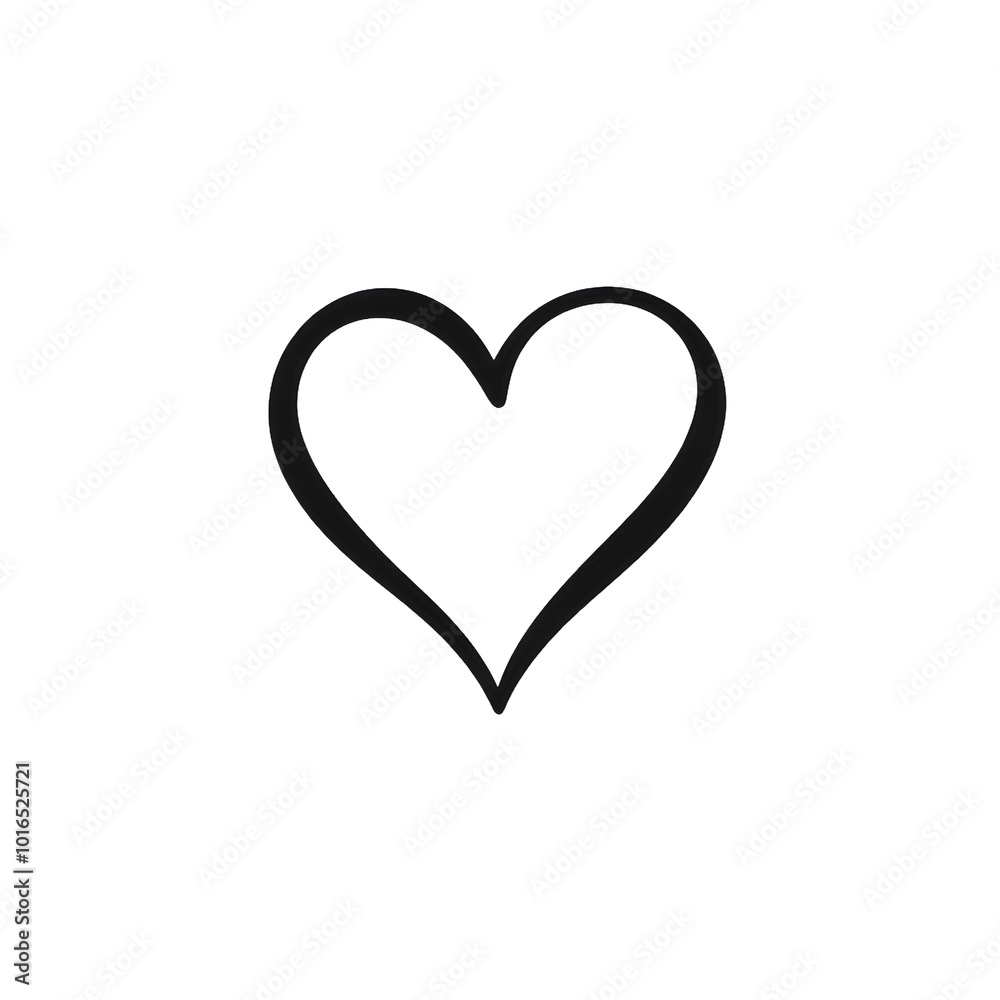 Simple black heart outline with a narrow base, isolated on transparent background, Generative AI Simple black heart outline with a narrow base, isolated on transparent background, Generative AI