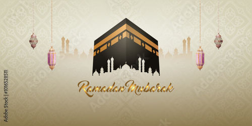 islamic greetings ramadan mubarak card design 