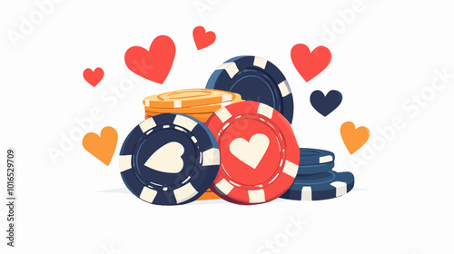 Illustration of gambling chips. Casino concept. Poker.