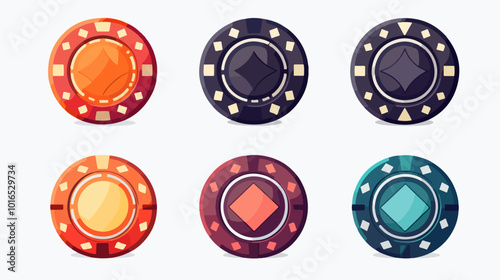Illustration of gambling chips. Casino concept. Poker.