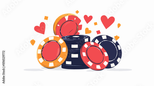 Illustration of gambling chips. Casino concept. Poker.