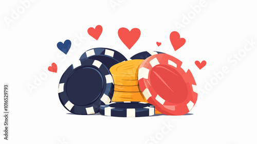 Illustration of gambling chips. Casino concept. Poker.