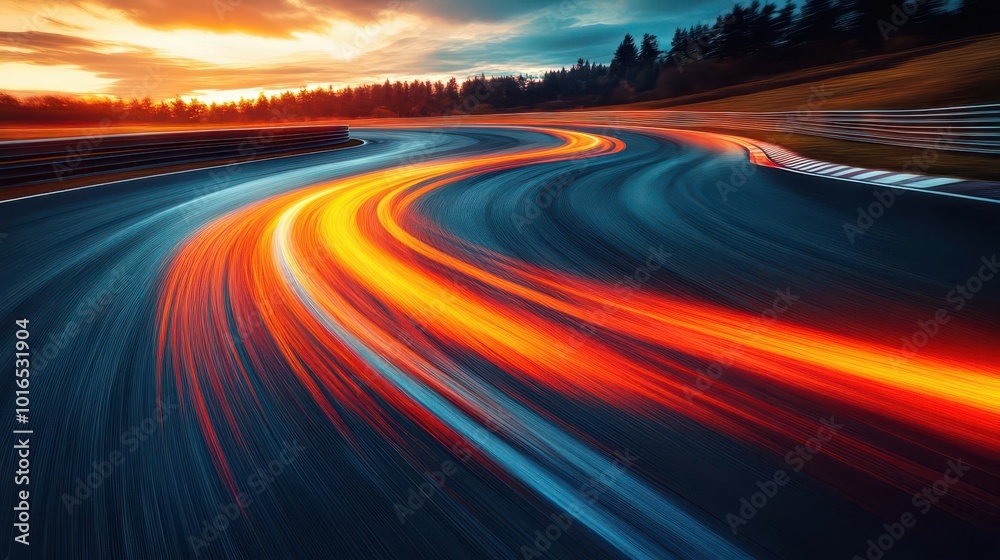 race track scene with winding curves vibrant asphalt and blurred motion capturing the thrill of speed and excitement in a competitive atmosphere race track scene with winding curves vibrant asphalt and blurred motion capturing the thrill of speed and excitement in a competitive atmosphere