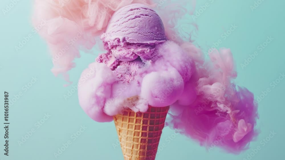 ice cream cone and purple smoke ice cream cone and purple smoke