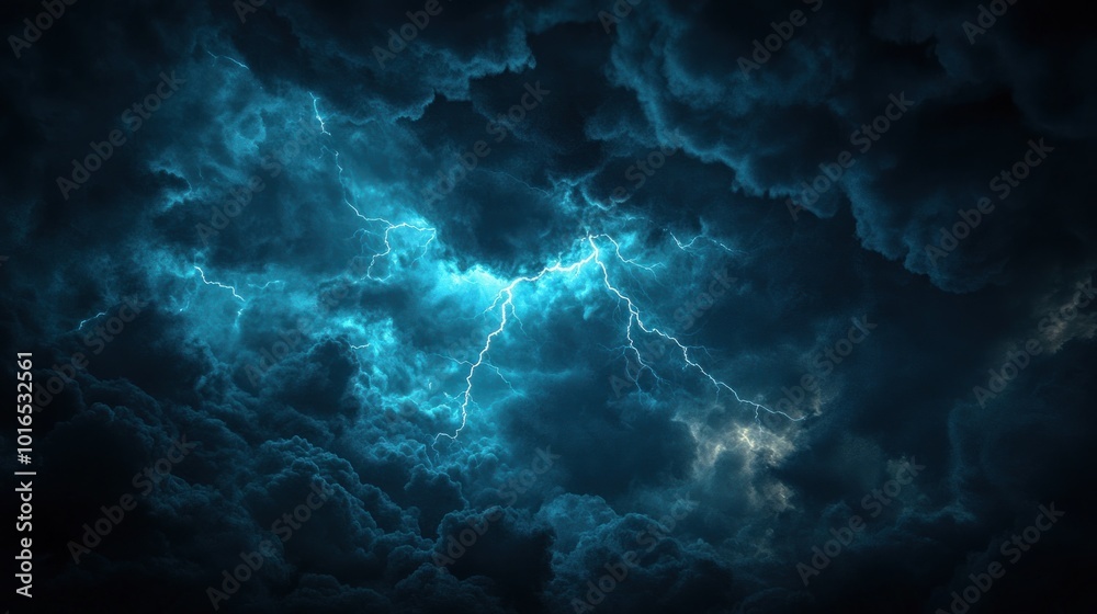 Dark, stormy clouds illuminated by flashes of lightning create a dramatic atmosphere. Dark, stormy clouds illuminated by flashes of lightning create a dramatic atmosphere.