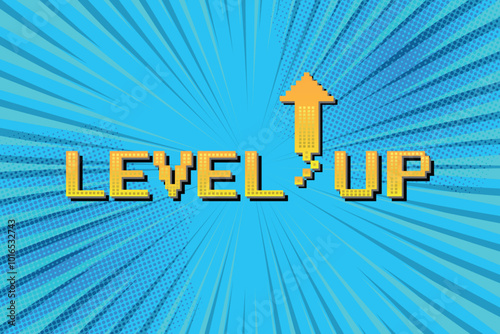 LEVEL UP symbol. pixel art .8 bit game. retro game. for game assets in vector illustrations.