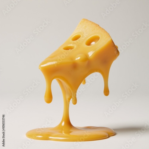 Isolated close-up illustration of melty cheese with a splattering effect
