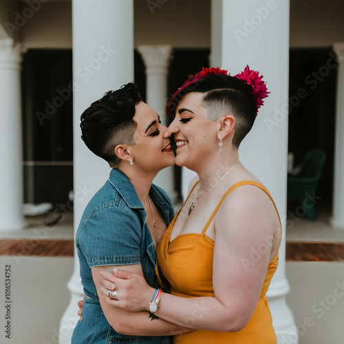 Gay Couple Nose-to-Nose | Joyful and Loving LGBTQ Portrait | Romantic Moment of Affection