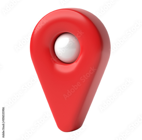 Map pointer pin isolated on transparent background. 3D render.