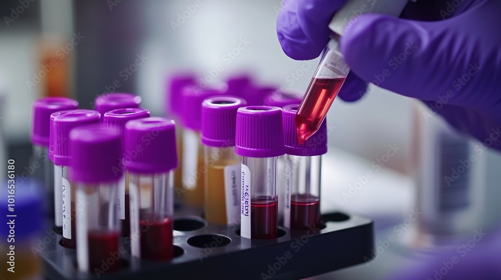 Hands, test tube or black woman doctor in lab with blood DNA for research, medical exam and sample analysis. Healthcare, biotechnology or scientist thinking with liquid vial, medicine and vaccine Hands, test tube or black woman doctor in lab with blood DNA for research, medical exam and sample analysis. Healthcare, biotechnology or scientist thinking with liquid vial, medicine and vaccine
