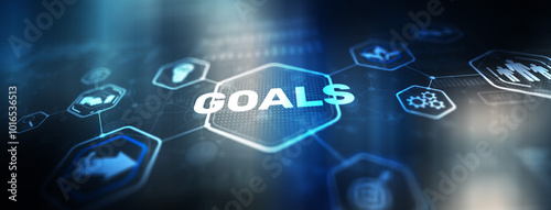 Concept of achieving a goal. Business target finance concept