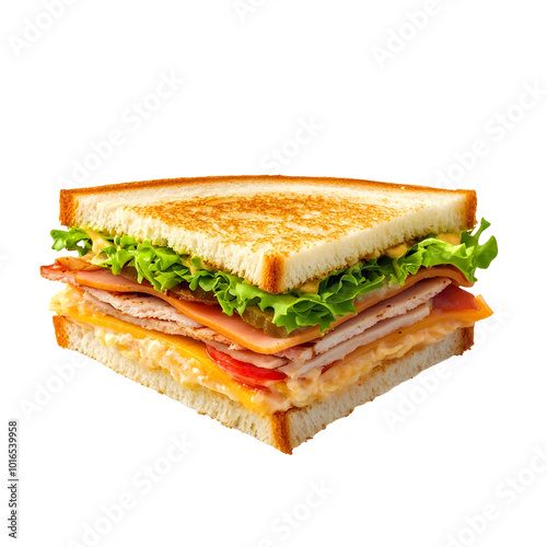 sandwich with ham and cheese isolated on white background