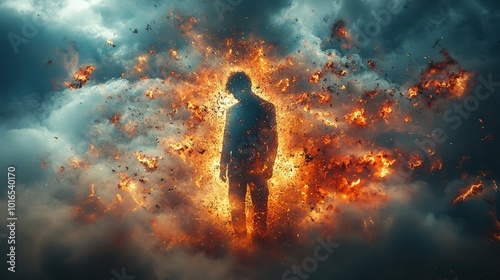 Wallpaper Mural illustrative concept depicting adhd attention deficit hyperactivity disorder a confused individual surrounded by a flurry of scattered exploding thoughts symbolizing the overwhelming mental chaos Torontodigital.ca