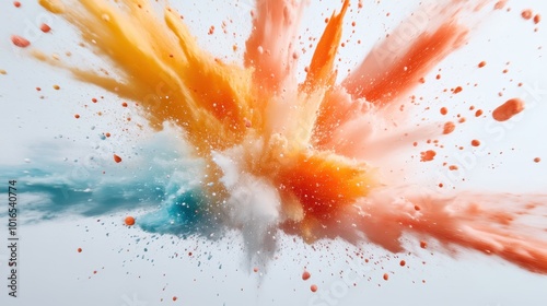 A breathtaking explosion of powders in various vibrant colors bursts outward dynamically, capturing the essence of energetic motion and vivid creativity in art. photo