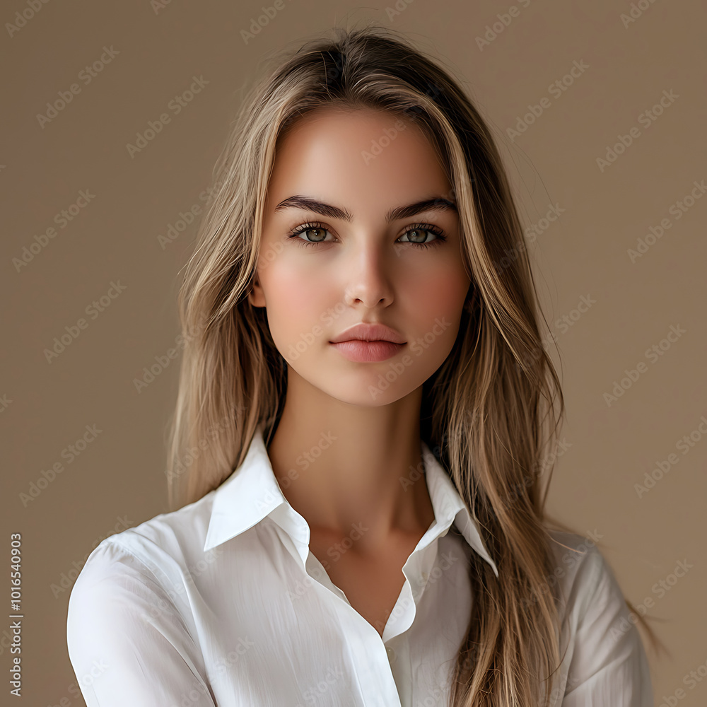 A portrait of a young Professional woman with a natural look simple color background. A portrait of a young Professional woman with a natural look simple color background.