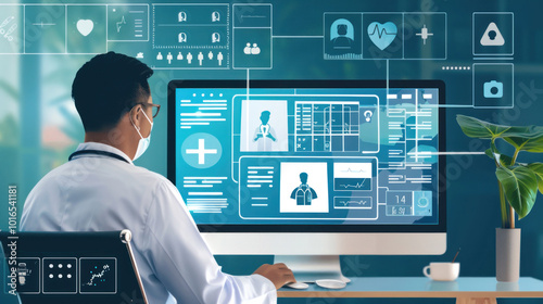 A remote healthcare team conducting virtual consultations with patients, using secure telemedicine platforms to provide care and follow-ups.