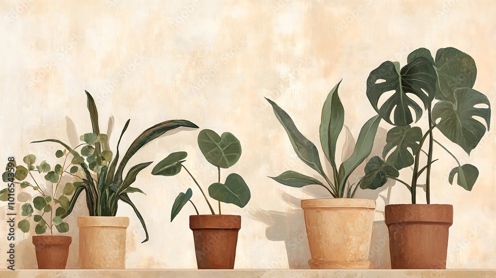 minimalist art - painting of houseplant minimalist art - painting of houseplant