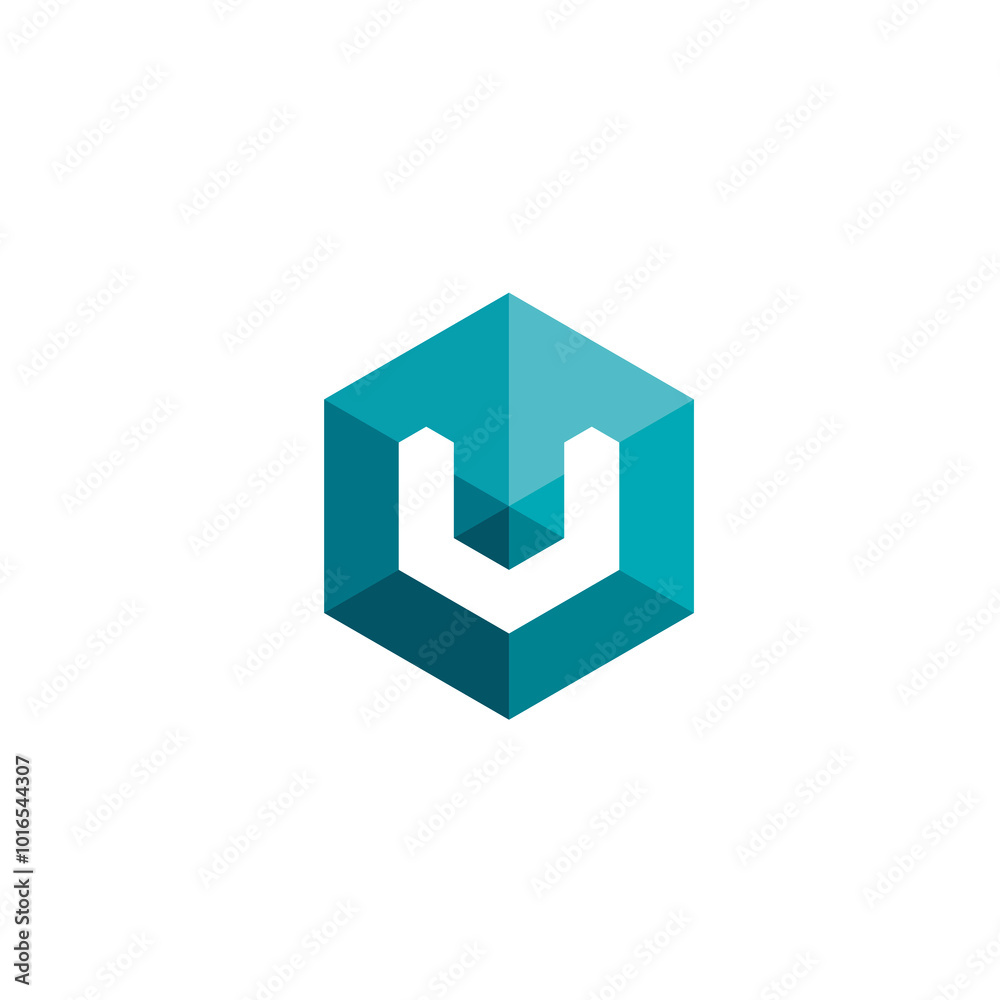 Hexagon Letter U Logo design vector template