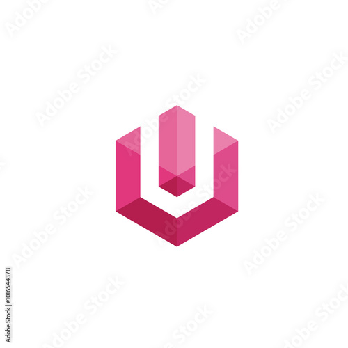 Hexagon Letter U Logo design vector template