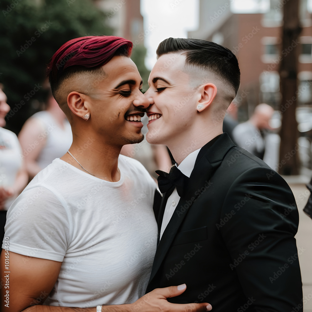 Romantic Couple Kissing Outdoors | Wedding Day Love | Intimate Moment | Couple In Wedding Attire | LGBTQ+ Partners Romantic Couple Kissing Outdoors | Wedding Day Love | Intimate Moment | Couple In Wedding Attire | LGBTQ+ Partners