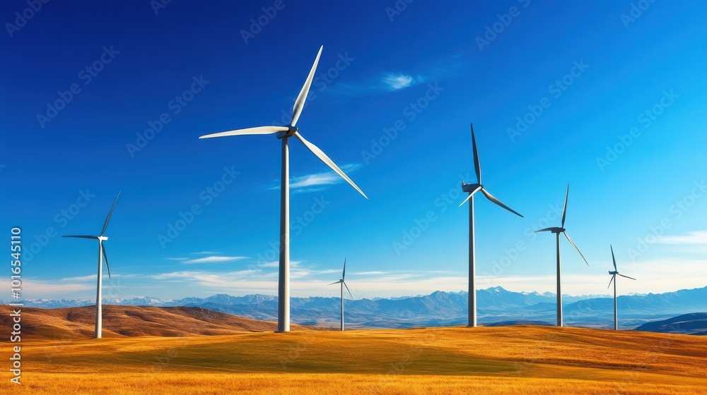 Vibrant Wind Energy Landscape with Turbines Vibrant Wind Energy Landscape with Turbines