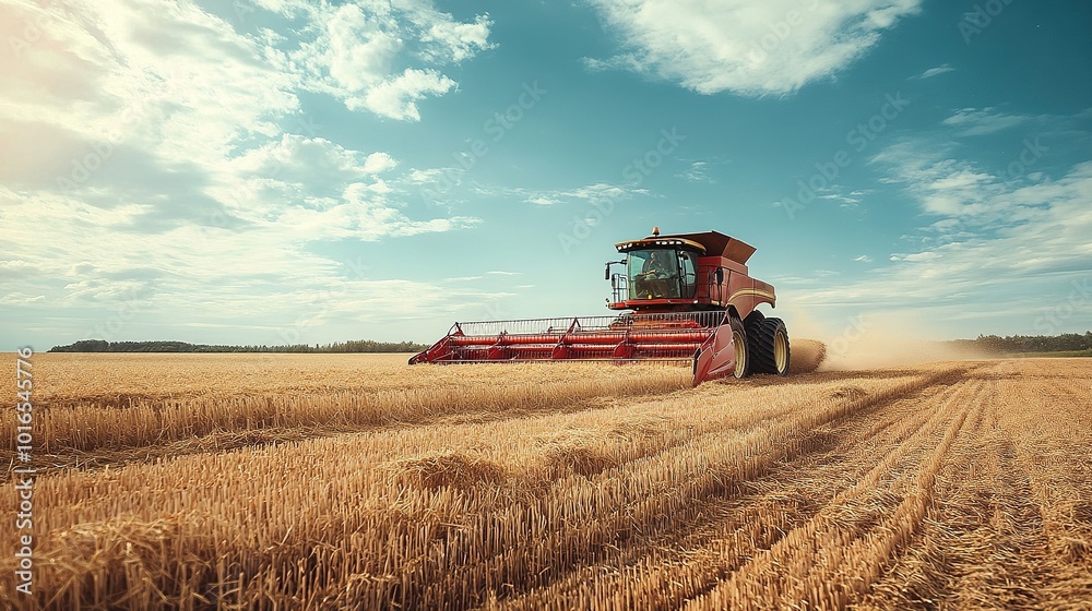 Tractor drives across large field making special beds for sowing seeds into purified soil. Agricultural vehicle works at sunset in countryside Tractor drives across large field making special beds for sowing seeds into purified soil. Agricultural vehicle works at sunset in countryside