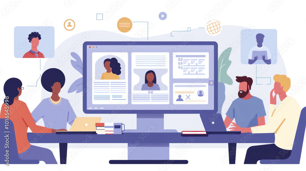 A remote team in a government project managing public health outreach, using digital tools to track data and ensure timely communication. A remote team in a government project managing public health outreach, using digital tools to track data and ensure timely communication.