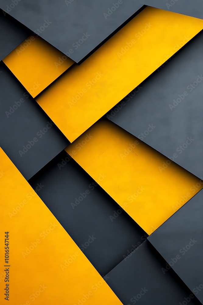 A Bold Yellow and Black Geometric Abstract Design Featuring Dynamic Diagonal Lines and Shapes, Evoking Energy and Modern Aesthetic
